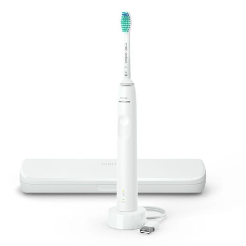 PHILIPS Четка за зъби Series 3100 сензор за натиск компактен дизайн калъф за съхранение цвят бял