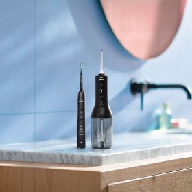 Безжичен зъбен душ Philips Sonicare Cordless Power Flosser 3000 HX3826/33 - Черен  +  Звукочестотна четка за зъби Diamond Clean, серия 9000, черна HX3866/43