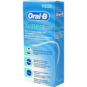 Конец за почистване на  зъби зъби без восък Oral-B SUPER FLOSS, 50 къса